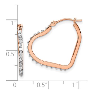 14K Rose Gold 20mm Diamond Heart Hoop Earrings – view 4