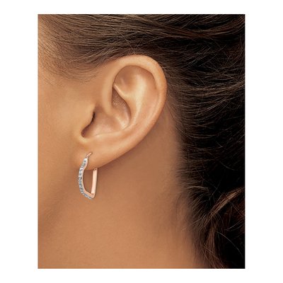 14K Rose Gold 20mm Diamond Heart Hoop Earrings – view 5