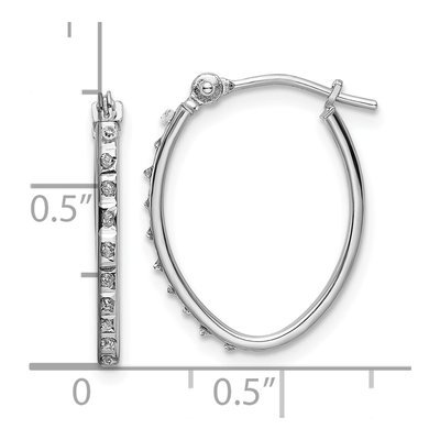 14K White Gold 18mm Diamond Dust Oval Hoop Earrings – view 4