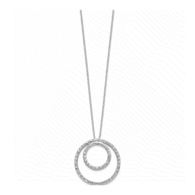 14K White Gold Diamond Dust Double Circle Necklace – view 2