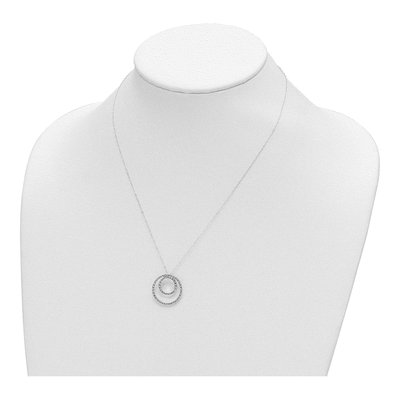 14K White Gold Diamond Dust Double Circle Necklace – view 4