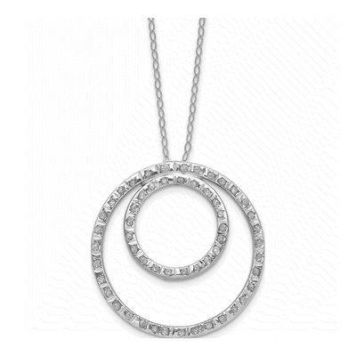 14K White Gold Diamond Dust Double Circle Necklace