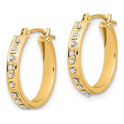 14K Yellow Gold 16mm Diamond Dust Hoop Earrings – view 2