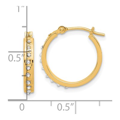 14K Yellow Gold 16mm Diamond Dust Hoop Earrings – view 4