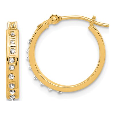 14K Yellow Gold 16mm Diamond Dust Hoop Earrings