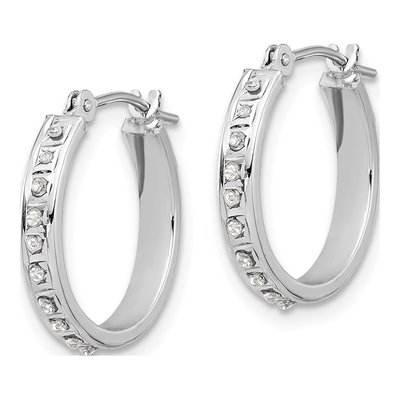 14K White Gold 16mm Diamond Dust Hoop Earrings – view 2