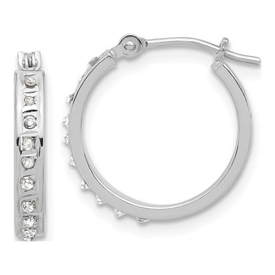 14K White Gold 16mm Diamond Dust Hoop Earrings