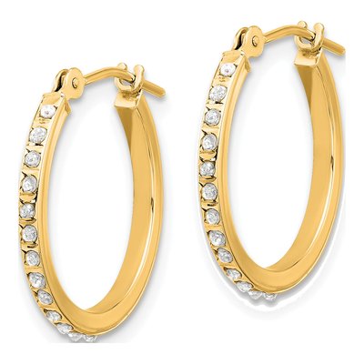 14K Yellow Gold 18mm Diamond Dust Hoop Earrings – view 2