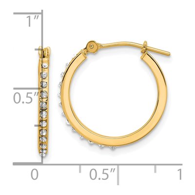 14K Yellow Gold 18mm Diamond Dust Hoop Earrings – view 4