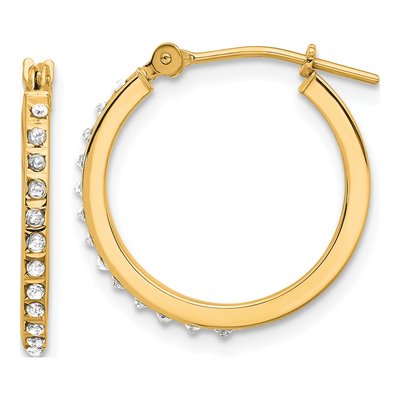 14K Yellow Gold 18mm Diamond Dust Hoop Earrings