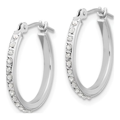 14K White Gold 18mm Diamond Dust Hoop Earrings – view 2