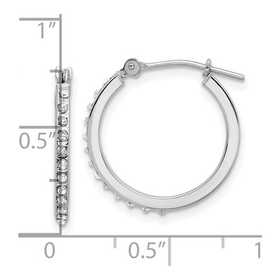 14K White Gold 18mm Diamond Dust Hoop Earrings – view 4