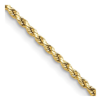 14K Yellow Gold 2mm Semi-Solid Diamond-Cut Rope Chain