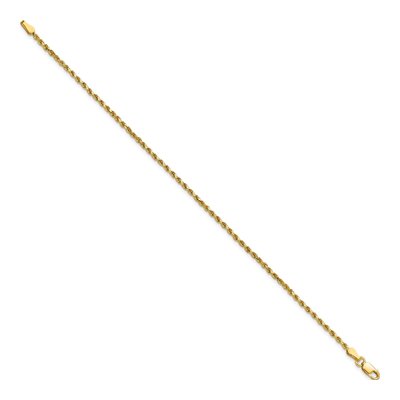 14K Yellow Gold 2mm Semi-Solid Diamond-Cut Rope Chain Bracelet – view 3