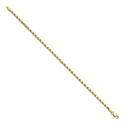 14K Yellow Gold 2.5mm Semi-Solid Diamond-Cut Rope Chain Bracelet – view 3