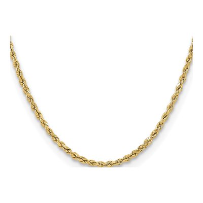 14K Yellow Gold 3mm Semi-Solid Diamond-Cut Rope Chain – view 3