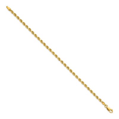 14K Yellow Gold 3mm Semi-Solid Diamond-Cut Rope Chain Bracelet – view 3
