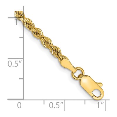 14K Yellow Gold 3mm Semi-Solid Diamond-Cut Rope Chain Bracelet – view 6