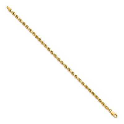 14K Yellow Gold 3.5mm Semi-Solid Diamond-Cut Rope Chain Bracelet – view 3