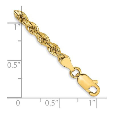 14K Yellow Gold 3.5mm Semi-Solid Diamond-Cut Rope Chain Bracelet – view 4