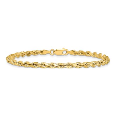 14K Yellow Gold 3.5mm Semi-Solid Diamond-Cut Rope Chain Bracelet – view 5
