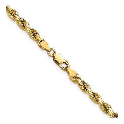 14K Yellow Gold 4mm Semi-Solid Diamond-Cut Rope Chain – view 4