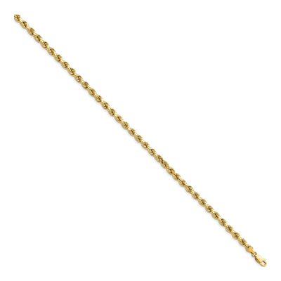 14K Yellow Gold 4mm Semi-Solid Diamond-Cut Rope Chain Bracelet – view 3