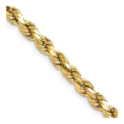 14K Yellow Gold 4.9mm Semi-Solid Diamond-Cut 20-in Rope Chain