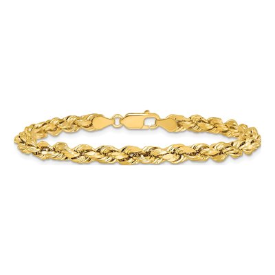 14K Yellow Gold 4.9mm Semi-Solid Diamond-Cut Rope Chain Bracelet – view 4
