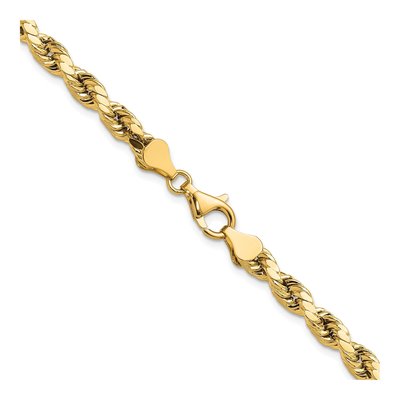 Men's 14K Yellow Gold 5.5mm Semi-Solid Diamond-Cut Rope Chain – view 3