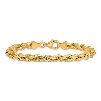 Men's 14K Yellow Gold 5.5mm Semi-Solid Diamond-Cut Rope Chain Bracelet – view 4