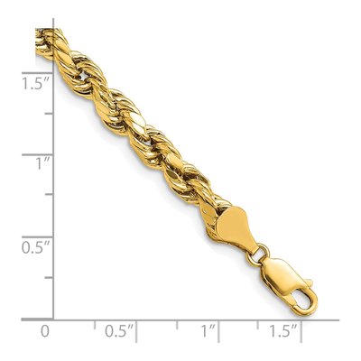 Men's 14K Yellow Gold 5.5mm Semi-Solid Diamond-Cut Rope Chain Bracelet – view 5