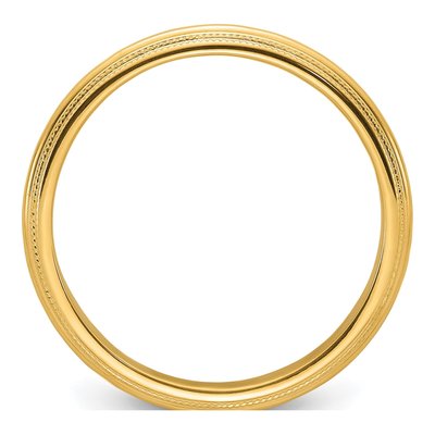 14K Yellow Gold 5mm Domed Milgrain Comfort-Fit Wedding Band – view 3