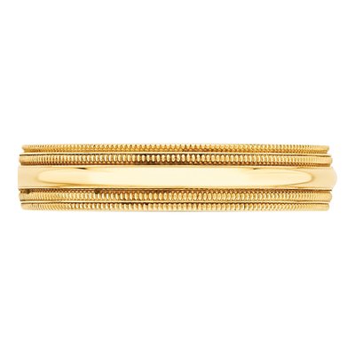14K Yellow Gold 5mm Domed Milgrain Comfort-Fit Wedding Band – view 4