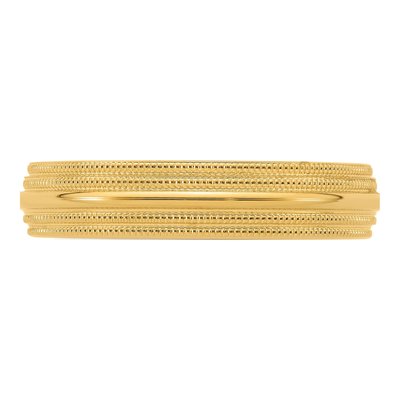 14K Yellow Gold 5mm Domed Milgrain Comfort-Fit Wedding Band – view 5