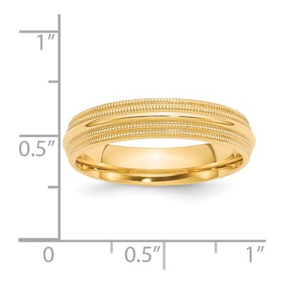14K Yellow Gold 5mm Domed Milgrain Comfort-Fit Wedding Band – view 6