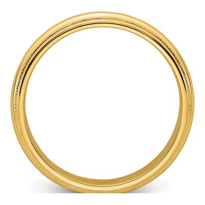 14K Yellow Gold 6mm Domed Milgrain Comfort-Fit Wedding Band – view 3