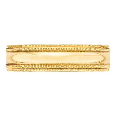 14K Yellow Gold 6mm Domed Milgrain Comfort-Fit Wedding Band – view 4