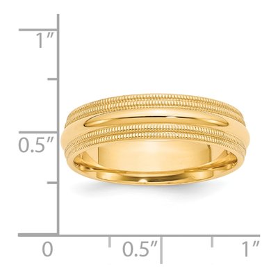 14K Yellow Gold 6mm Domed Milgrain Comfort-Fit Wedding Band – view 5