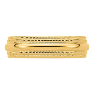 14K Yellow Gold 6mm Domed Milgrain Comfort-Fit Wedding Band – view 7