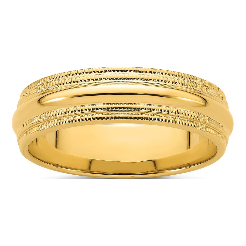 14K Yellow Gold 6mm Milgrain Comfort Fit Wedding Band