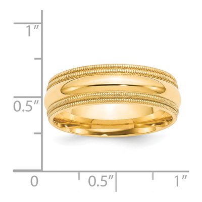 14K Yellow Gold 7mm Domed Milgrain Sz Comfort-Fit Wedding Band – view 5