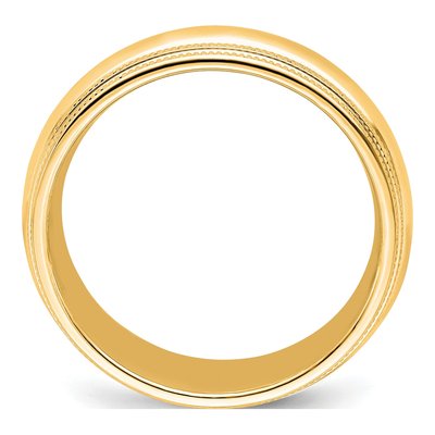 14K Yellow Gold 8mm Domed Milgrain Comfort-Fit Wedding Band – view 2