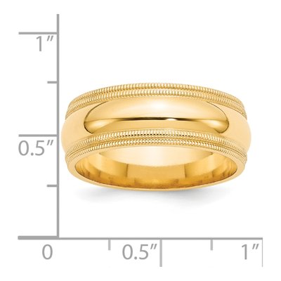 14K Yellow Gold 8mm Domed Milgrain Comfort-Fit Wedding Band – view 4