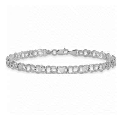14K White Gold Double Link Heart Bracelet – view 4