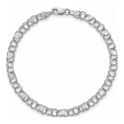 14K White Gold Double Link Heart Bracelet – view 5
