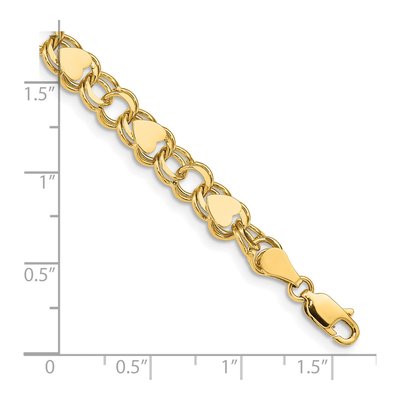 14K Yellow Gold Heart Double Link Bracelet – view 4