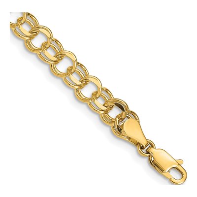 14K Yellow Gold Double Link Charm Bracelet