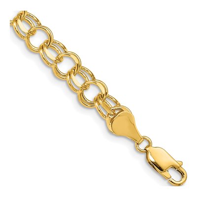 14K Yellow Gold Double Link Charm Bracelet
