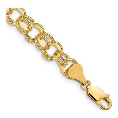 14K Yellow Gold Double Link Charm Bracelet